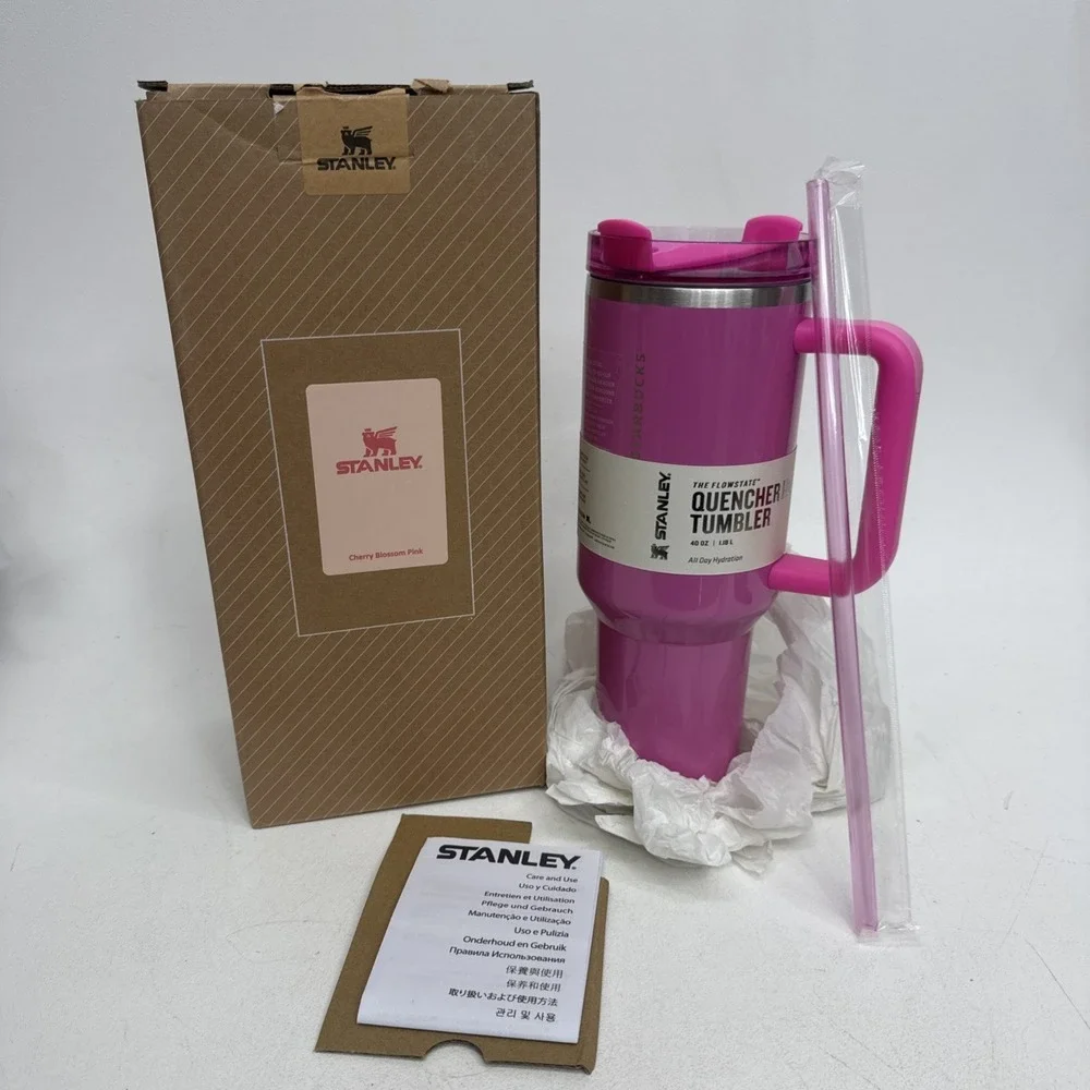 Stanley Starbucks Cherry Blossom Pink 40 oz The Flow State Tumbler Quencher New - Picture 1 of 11